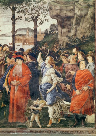 Die Reinigung des Aussätzigen und die Versuchung Christi, Detail der Figuren rechts, ca. 1481-83 (Detail) von Sandro Botticelli